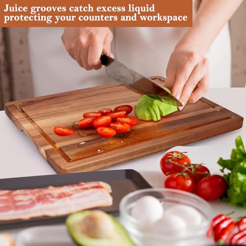 Acacia Wood Cutting Boards for Kitchen (Acacia Wood / 15"L x 11"W)