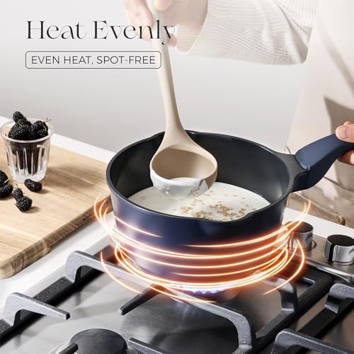 Ceramic Nonstick Saucepan with Lid (2.7 Quarts / Blueberry Mist)
