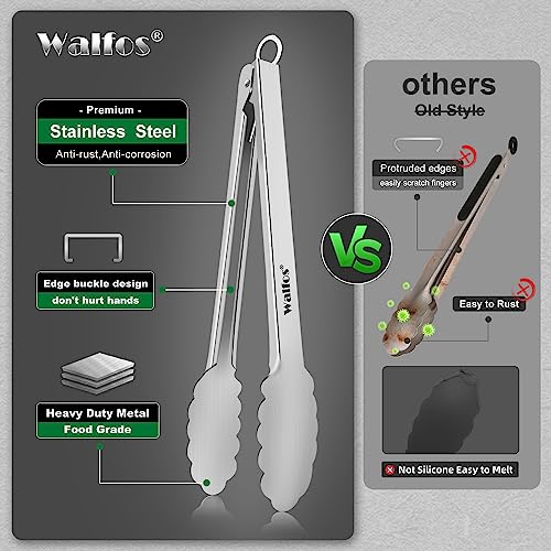 Kitchen Tongs for Cooking (7+9+12 Inch / All Metal)