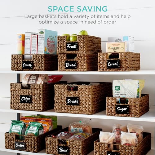 Set of 4 9x12in Water Hyacinth Pantry Baskets (9x12x5in / Chestnut)