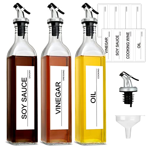 Olive Oil Dispenser Bottle for Kitchen (Clear / 17 Ounces-3 Pack)