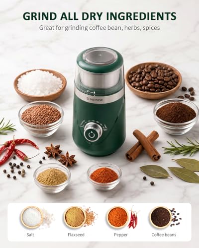 Electric Super Silent Blade Coffee Grinder (Green / 2 Bowl)