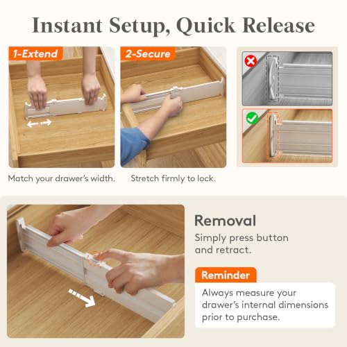 3.2" High Drawer Dividers for Clothes (3.2"H, 10.5-16.5"L)