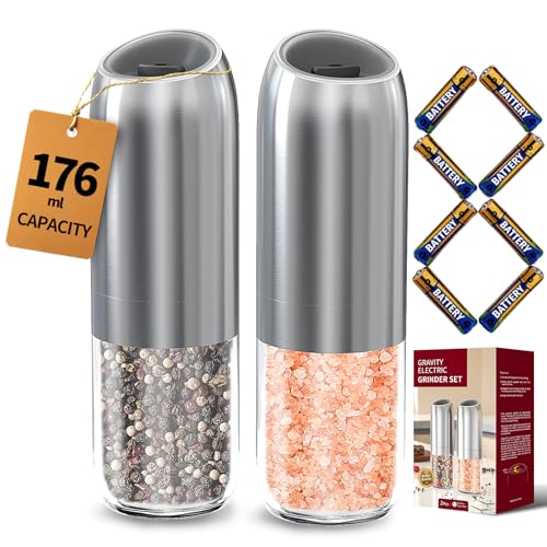 Gravity Electric Salt and Pepper Grinder Set (Battery / Stainless Steel Plus)