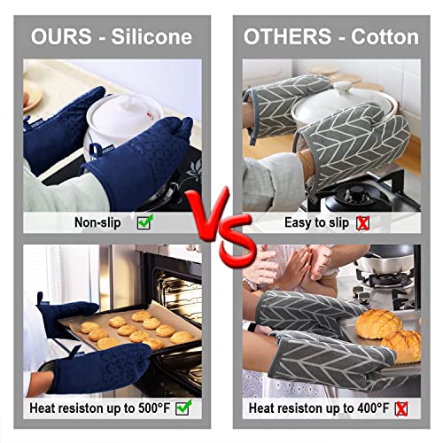 Oven Mitts and Pot Holders 6pcs Set (Marine Blue)