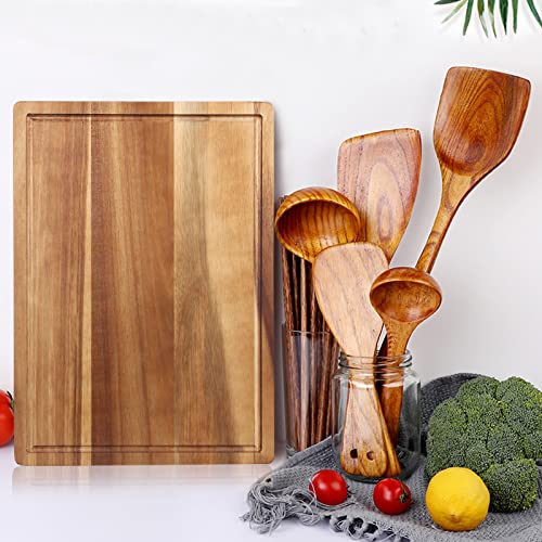 17" Acacia Wood Cutting Boards for Kitchen Meat Large Wooden Chopping Board (17"L x 12"W)