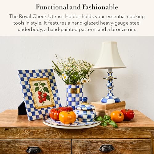 Enamel Utensil Holder (Royal Check)