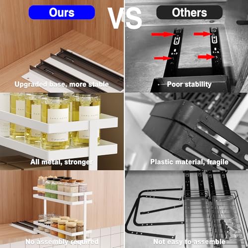 4 Pack Pull Out Spice Rack Organizer for Cabinet (White)