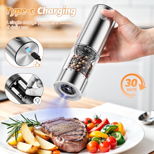 Rechargeable Electric Salt and Pepper Grinder Set