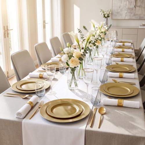 102 Pcs Solid Dark Gold Plastic Plates (Solid Gold / 102 Pcs)
