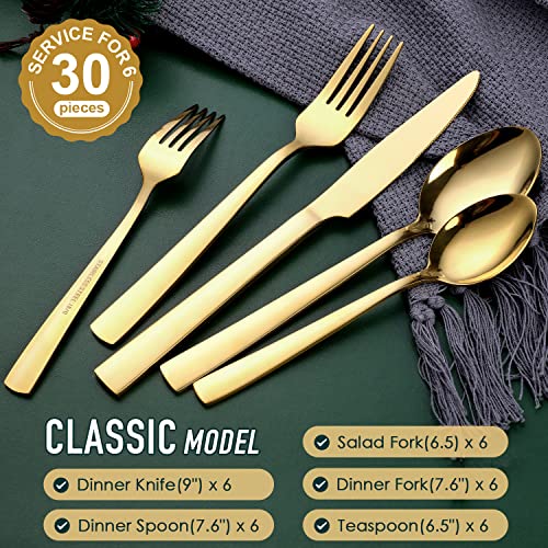 Gold Silverware Set (Gold | 30pcs-Square Handle)