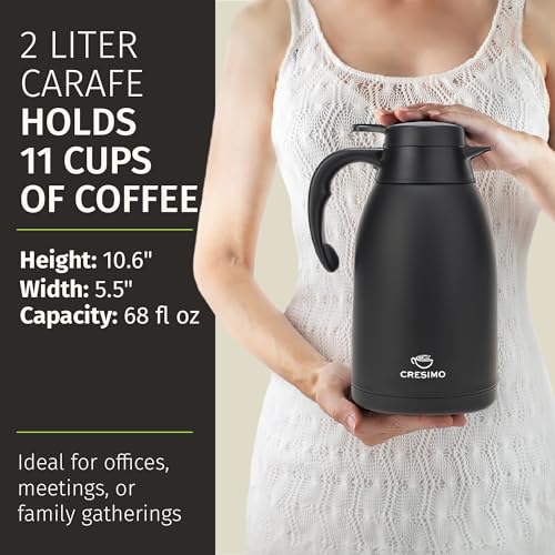 68 Oz Stainless Steel Black Thermal Coffee Carafe (Black 2L / 68 Ounces)