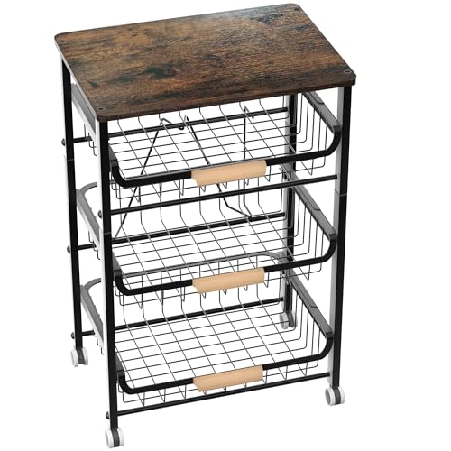 4 Layer Fruit Basket Kitchen Food Organizer and Rack (Black 4-layer Rack)