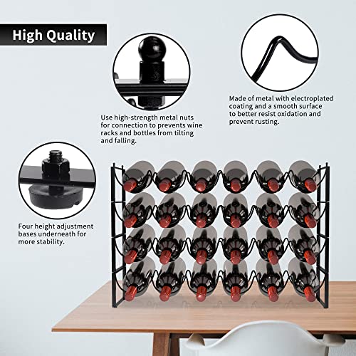 4 Tier Wine Rack (Black / 24-Bottle)