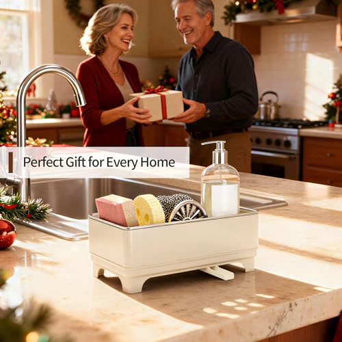 Rotating Drain Sponge Holder for Kitchen Sink Off (Off-White 1)