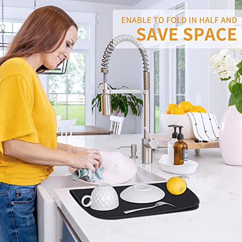 Dish Drying Mats 2 Pack (16''X18'' / Black/Red)