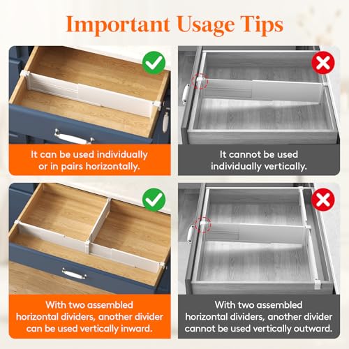 3.1" High 6 Pack Hanging Kitchen Drawer Dividers