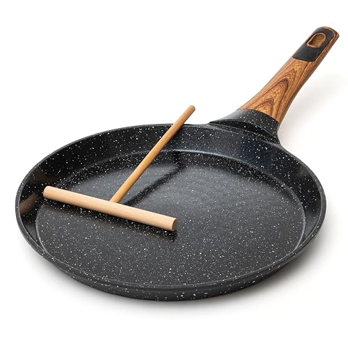 9.5 Inch Nonstick Crepe Pan with Spreader (Stove Crepe Pan / Stove Black)