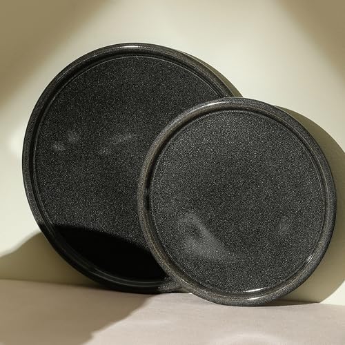 Eden 4 Piece Dinner Plate Set Stoneware (Charcoal Grey / 4-Piece - Dinner Plate)