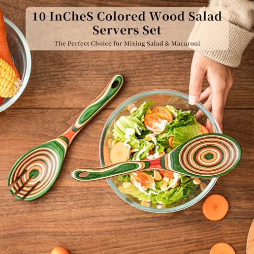 Pakkawood Wooden Salad Server Set (Green)