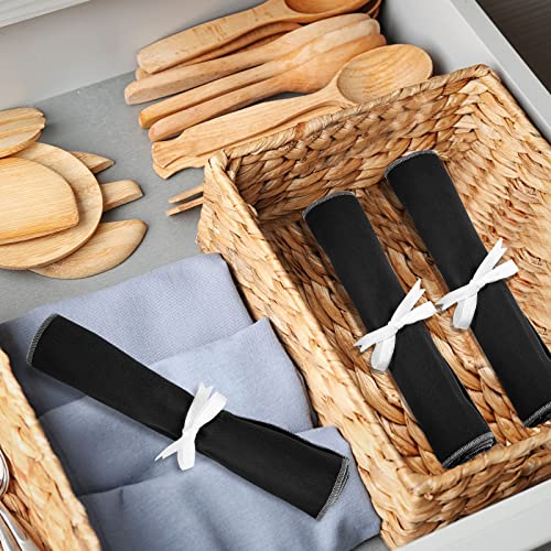 18 Pcs Anti Tarnish Silverware Storage Bags Felt (12 Slots / Black)