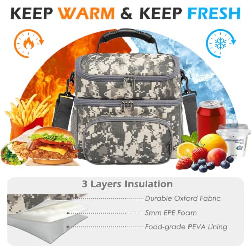 Double Layer Cooler Insulated Lunch Bag Adult Lunch Box Large Tote Bag for Men (2 Count)