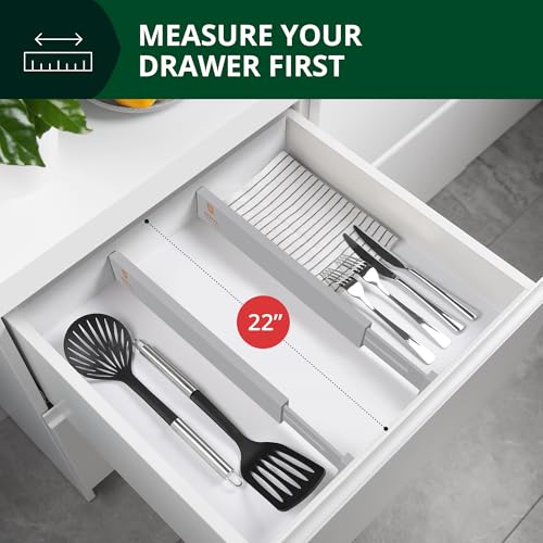 Bamboo Drawer Dividers Organizers (Large (up to 22") / Gray)