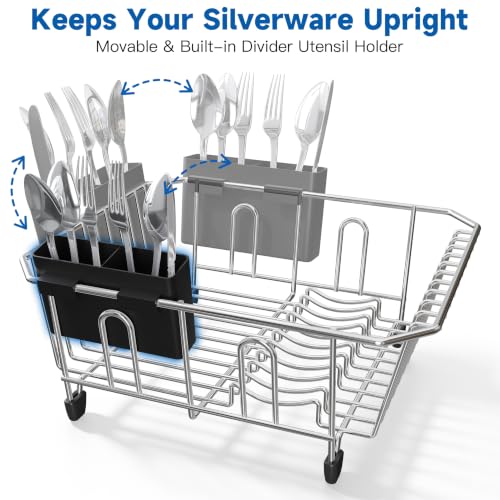 in Sink Dish Drying Rack (Silver / For 12"W x 14"D Double Sink Bottom)