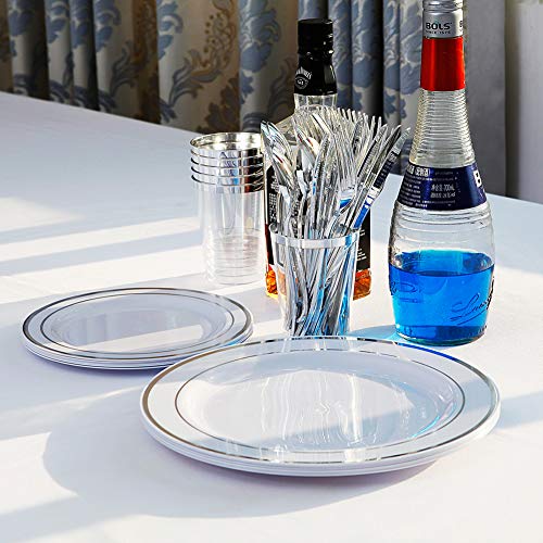 60 Pcs Silver Plastic Plates (60 Pieces / Silver)