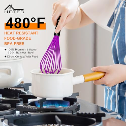 4 Pieces Silicone Whisks Set (Purple)