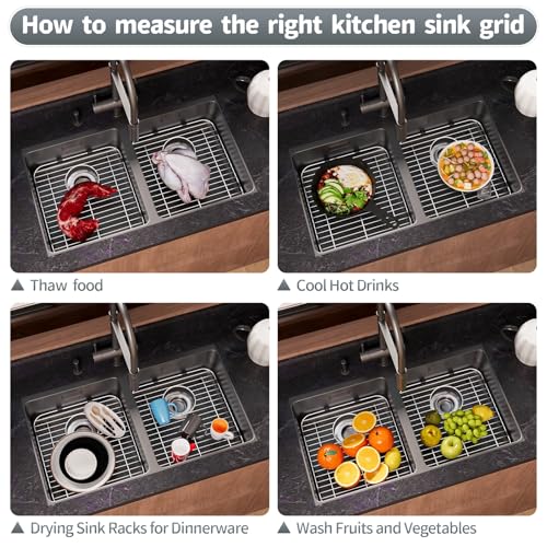 2Pack Stainless Steel Sink Protectors (2Pack-13.1''x11.6''x1''/Rear Drain)