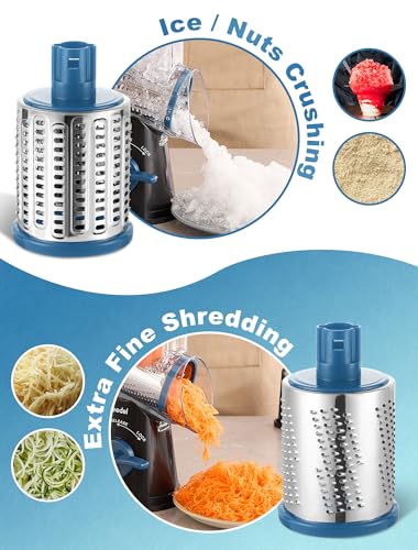 Rotary Cheese Grater Hand Crank (Black Blue / 5 Blades)