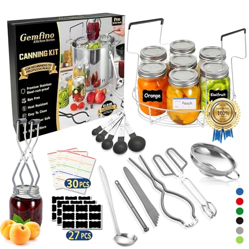 Canning Supplies Starter Kit with Canning Rack (11-Pcs Rack Set / Gray)