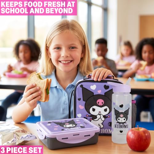 Kuromi Girls Lunch Box 3Pc Set (Purple Kuromi)