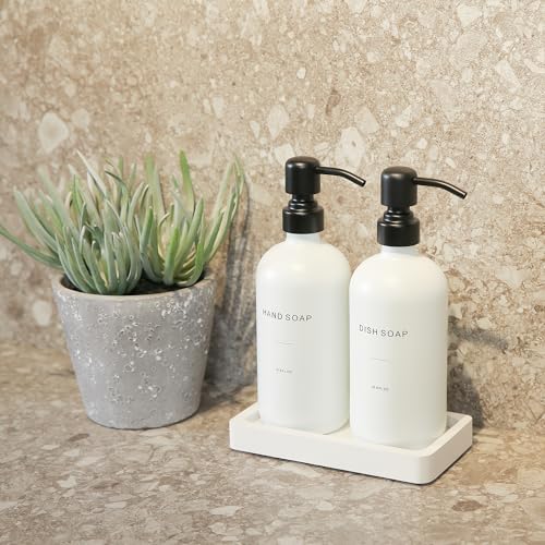 Kitchen Soap Dispenser Set (White Bottle & Black Pump)
