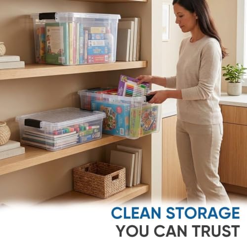 21 Quart Clear Plastic Storage Boxes with Lids (21 Quart)