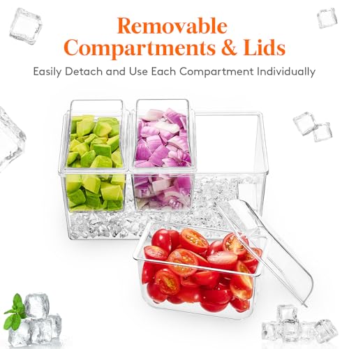 Chilled Condiment Caddy with 3 Compartment & Individual Lids (without Accessories / 3 Containers)