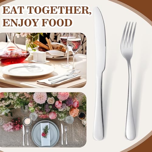 50 Fork Knife Set (8.07 x 0.94 Inch, 9.06 x 0.79 Inch / Shiny Silver)