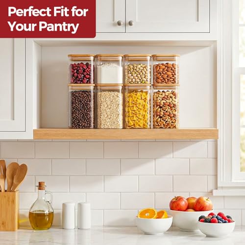 Glass Pantry Storage Containers with Lids 1 (1.6Qt*3+1Qt*3)