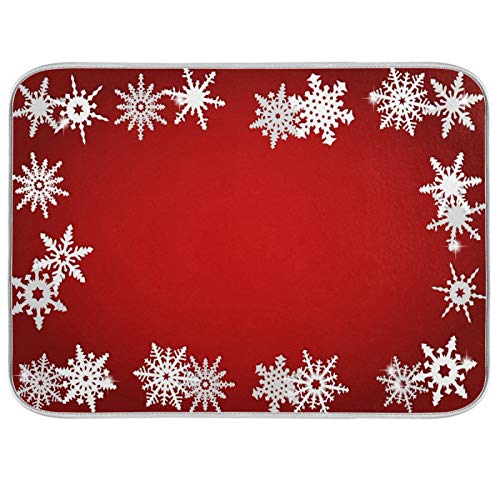 Super Absorbent Dish Drying Mat (Christmas Snowflake Abstract / 18" x 24")
