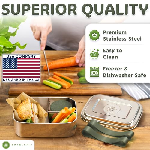 Stainless Steel Bento Box + Condiment Container (Sage / 47oz / 1400ml)