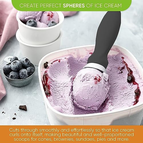 Heavy Duty Metal Ice Cream Scoop with Soft Grip Handle