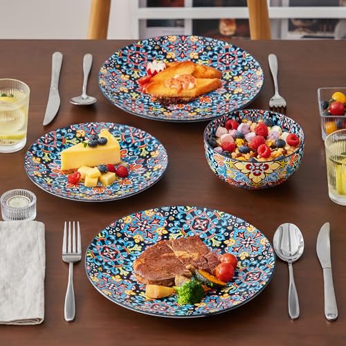 12 Pieces Dinnerware Sets (Service for 4 (12 Pcs) / Bohemian Red)