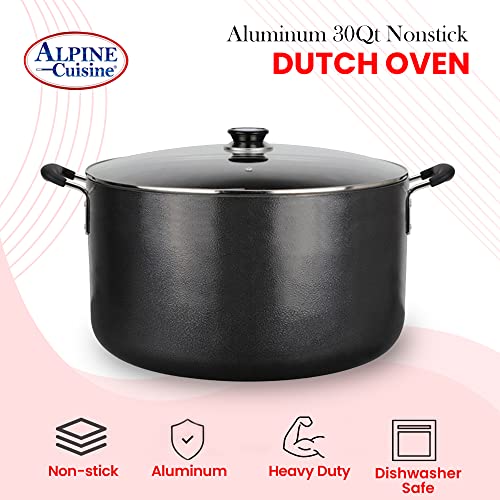 30 Quart Non stick Stock Pot with Tempered Glass Lid and Carrying Handles (30-Quart Stock Pot / Standard Packaging)