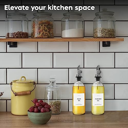 Large Oil Dispenser for Kitchen (16.9 fl oz (2-Pack) / Silver)