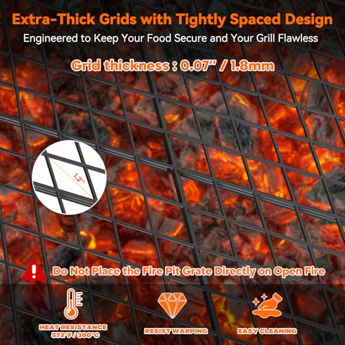 Heavy Duty Rectangular Fire Pit Grill Grate with X (36-INCH)