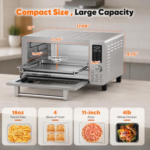 Bravo Pro Convection Air Fryer Toaster Oven Combo (Stainless Steel)