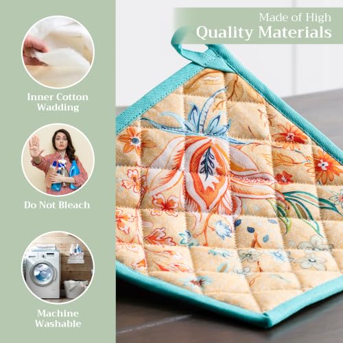 Pot Holders 100% Cotton Potholders (041 - Luxury Loft - Peach / 8" x 8" (Pot Holder Pack of 1))
