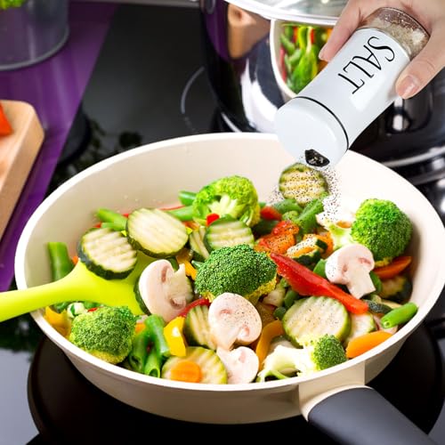 Salt and Pepper Shakers with Adjustable Pour Hole (Black+White)