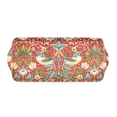 Morris & Co Strawberry Thief Sandwich Tray with Handles (15.1" x 6.5" x 1" / Red Strawberry Thief)